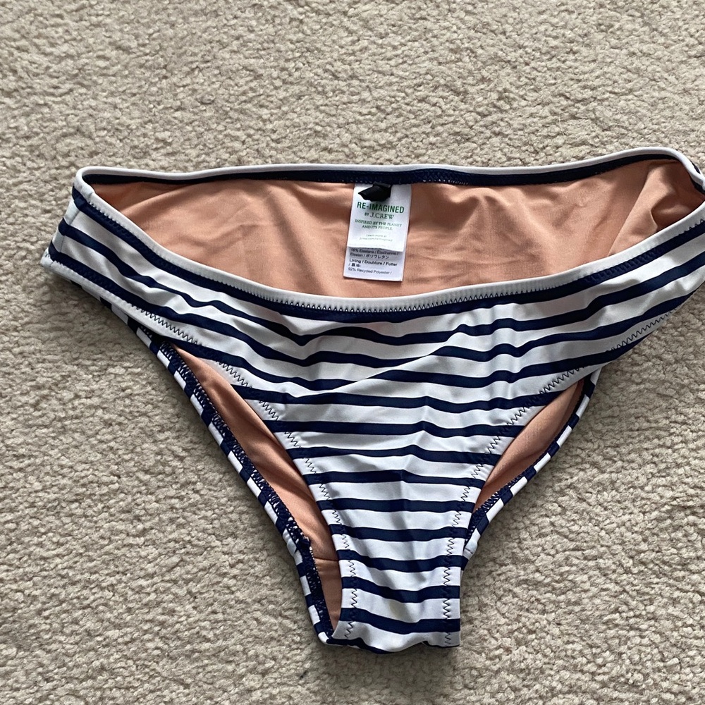 J Crew Navy and White Bikini Bottom